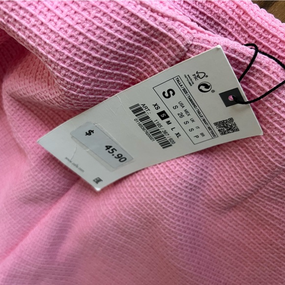 Zara bright pink textured mini skirt / skort gold details, NWT Size Small - Picture 10 of 10